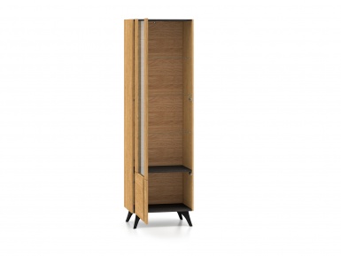 Design Plus Studio Kuchni & Salon Meblowy | Toscania 02 lewa Dąb Baltic Dune/Jesion Prestige Czarny - witryna 1W1D | 