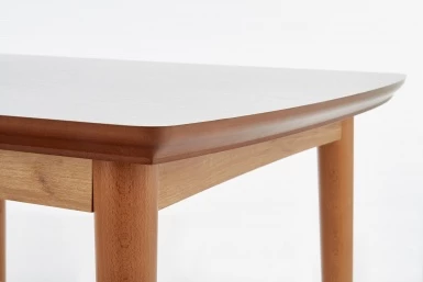 Design Plus Studio Kuchni & Salon Meblowy | BARRET stół kolor blat - biały mat, nogi - dąb lefkas (90-190x80x75 cm) (1p1szt) | 2010001178767