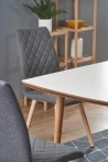 Design Plus Studio Kuchni & Salon Meblowy | BARRET stół kolor blat - biały mat, nogi - dąb lefkas (90-190x80x75 cm) (1p1szt) | 2010001178767
