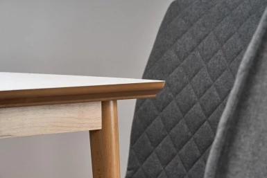 Design Plus Studio Kuchni & Salon Meblowy | BARRET stół kolor blat - biały mat, nogi - dąb lefkas (90-190x80x75 cm) (1p1szt) | 2010001178767