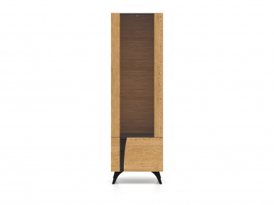 Design Plus Studio Kuchni & Salon Meblowy | Toscania 02 prawa Dąb Baltic Dune/Jesion Prestige Czarny - witryna 1W1D | 
