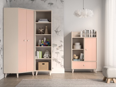 Design Plus Studio Kuchni & Salon Meblowy | Mevel 01 Piasek pustyni/Millennial pink - szafa narożna 2D | 