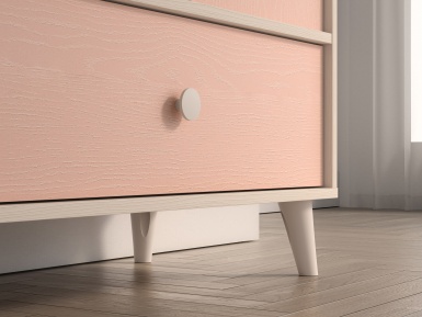 Design Plus Studio Kuchni & Salon Meblowy | Mevel 04 Piasek pustyni/Millennial pink - komoda 1D1S | 