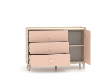 Design Plus Studio Kuchni & Salon Meblowy | Mevel 05 Piasek pustyni/Millennial pink - komoda 1D3S | 