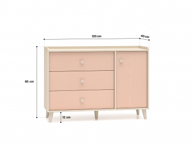 Design Plus Studio Kuchni & Salon Meblowy | Mevel 05 Piasek pustyni/Millennial pink - komoda 1D3S | 