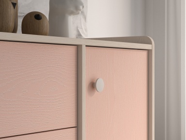 Design Plus Studio Kuchni & Salon Meblowy | Mevel 05 Piasek pustyni/Millennial pink - komoda 1D3S | 