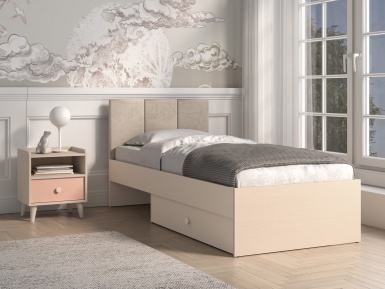 Design Plus Studio Kuchni & Salon Meblowy | Mevel 08 Piasek pustyni/Millennial pink - łóżko 1S | 