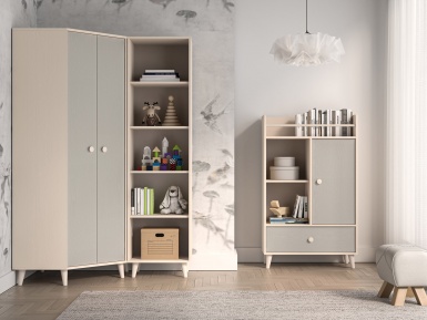 Design Plus Studio Kuchni & Salon Meblowy | Mevel 01 Piasek pustyni/szary pallad - szafa narożna 2D | 
