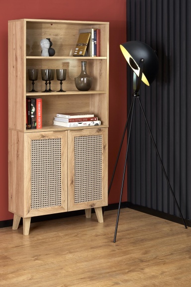 Design Plus Studio Kuchni & Salon Meblowy | BORNEO REG-1 regał dąb artisan/czarny (2p1szt) | 2010001194156