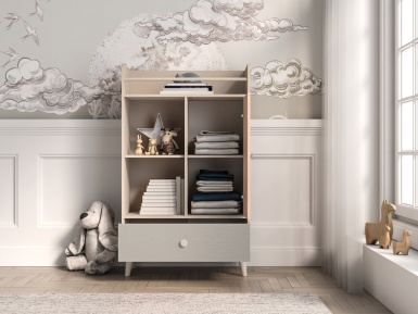 Design Plus Studio Kuchni & Salon Meblowy | Mevel 04 Piasek pustyni/szary pallad - komoda 1D1S | 