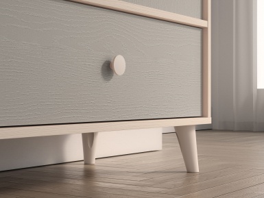 Design Plus Studio Kuchni & Salon Meblowy | Mevel 04 Piasek pustyni/szary pallad - komoda 1D1S | 