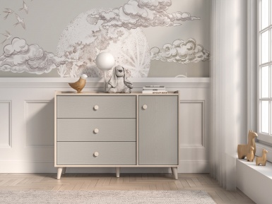 Design Plus Studio Kuchni & Salon Meblowy | Mevel 05 Piasek pustyni/szary pallad - komoda 1D3S | 