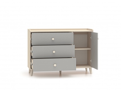 Design Plus Studio Kuchni & Salon Meblowy | Mevel 05 Piasek pustyni/szary pallad - komoda 1D3S | 