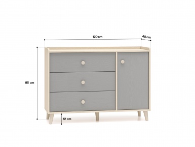 Design Plus Studio Kuchni & Salon Meblowy | Mevel 05 Piasek pustyni/szary pallad - komoda 1D3S | 