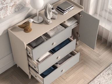 Design Plus Studio Kuchni & Salon Meblowy | Mevel 05 Piasek pustyni/szary pallad - komoda 1D3S | 