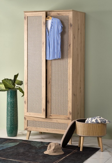 Design Plus Studio Kuchni & Salon Meblowy | BORNEO S-1 szafa dąb artisan/czarny (2p1szt) | 2010001194163