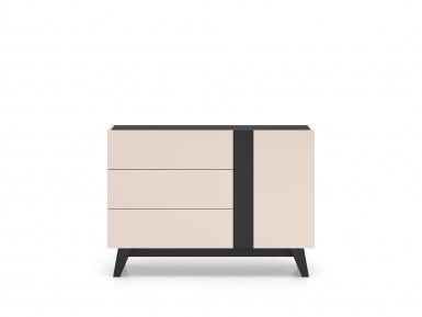 Design Plus Studio Kuchni & Salon Meblowy | Freshion 04 cashmere/czarny - komoda 1D3S | 