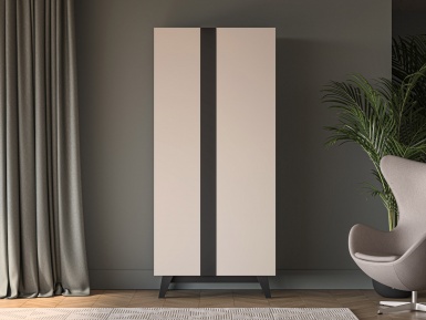 Design Plus Studio Kuchni & Salon Meblowy | Freshion 01 cashmere/czarny - szafa 2D | 
