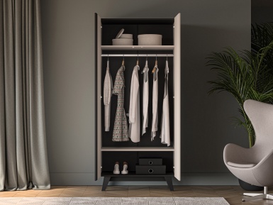 Design Plus Studio Kuchni & Salon Meblowy | Freshion 01 cashmere/czarny - szafa 2D | 