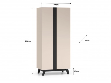 Design Plus Studio Kuchni & Salon Meblowy | Freshion 01 cashmere/czarny - szafa 2D | 