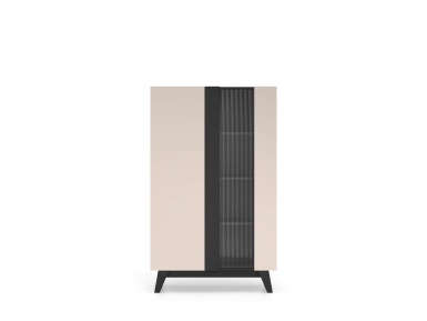 Design Plus Studio Kuchni & Salon Meblowy | Freshion 02 cashmere/czarny - witryna 1D1W | 