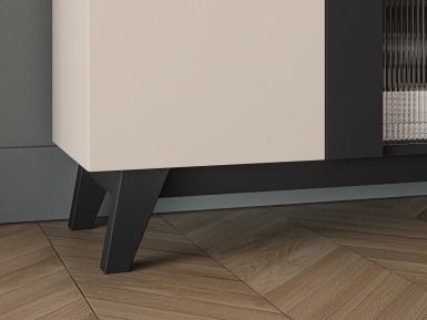 Design Plus Studio Kuchni & Salon Meblowy | Freshion 02 cashmere/czarny - witryna 1D1W | 