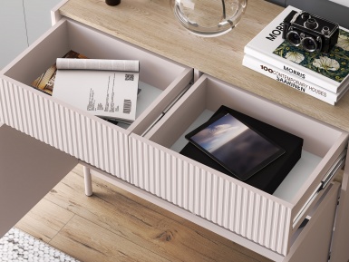 Design Plus Studio Kuchni & Salon Meblowy | Dunea 06 cashmere / dąb cremona torro - komoda 2D2S | 