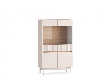 Design Plus Studio Kuchni & Salon Meblowy | Dunea 03 cashmere / dąb cremona torro - witryna 2D2W | 