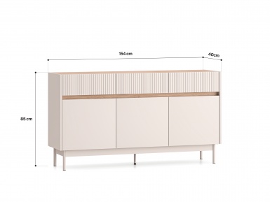 Design Plus Studio Kuchni & Salon Meblowy | Dunea 05 cashmere / dąb cremona torro - komoda 3D3S | 