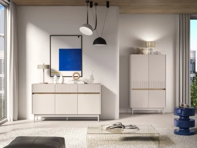 Design Plus Studio Kuchni & Salon Meblowy | Dunea 05 cashmere / dąb cremona torro - komoda 3D3S | 