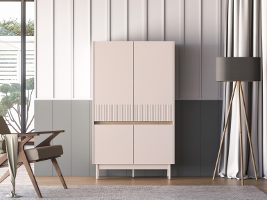Design Plus Studio Kuchni & Salon Meblowy | Dunea 04 cashmere / dąb cremona torro - komoda 4D | 