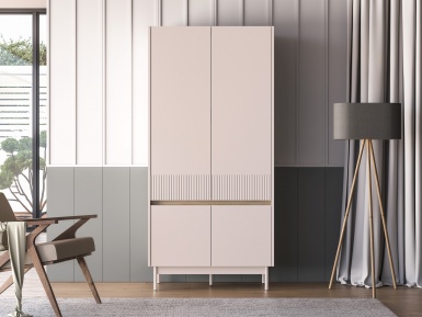 Design Plus Studio Kuchni & Salon Meblowy | Dunea 01 cashmere / dąb cremona torro - szafa 4D | 