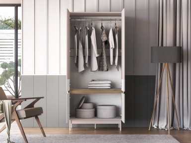 Design Plus Studio Kuchni & Salon Meblowy | Dunea 01 cashmere / dąb cremona torro - szafa 4D | 