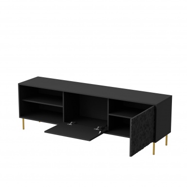 Design Plus Studio Kuchni & Salon Meblowy | BULLET RTV-1 stolik RTV 180 cm czarny, nogi: złoty (1P1SZT) | 2010001194484