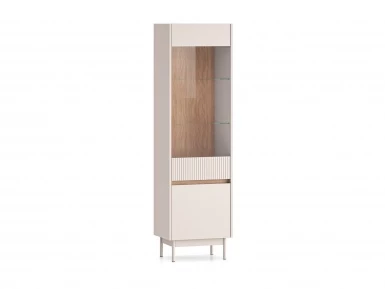 Design Plus Studio Kuchni & Salon Meblowy | Dunea 02 cashmere / dąb cremona torro - witryna 1D1W | 