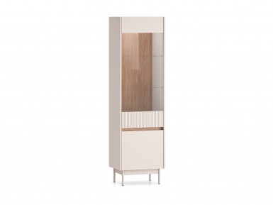 Design Plus Studio Kuchni & Salon Meblowy | Dunea 02 cashmere / dąb cremona torro - witryna 1D1W | 