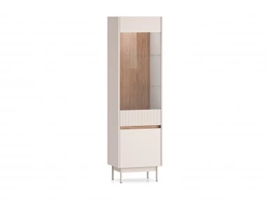 Design Plus Studio Kuchni & Salon Meblowy | Dunea 02 cashmere / dąb cremona torro - witryna 1D1W | 