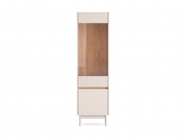 Design Plus Studio Kuchni & Salon Meblowy | Dunea 02 cashmere / dąb cremona torro - witryna 1D1W | 