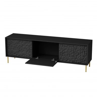 Design Plus Studio Kuchni & Salon Meblowy | BULLET RTV-1 stolik RTV 180 cm czarny, nogi: złoty (1P1SZT) | 2010001194484