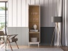 Design Plus Studio Kuchni & Salon Meblowy | Dunea 02 cashmere / dąb cremona torro - witryna 1D1W | 