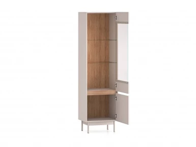 Design Plus Studio Kuchni & Salon Meblowy | Dunea 02 cashmere / dąb cremona torro - witryna 1D1W | 