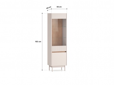 Design Plus Studio Kuchni & Salon Meblowy | Dunea 02 cashmere / dąb cremona torro - witryna 1D1W | 