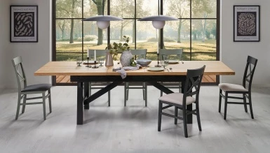 Design Plus Studio Kuchni & Salon Meblowy | FIESTA stół rozkładany 200-280x100x77 cm dąb naturalny/czarny (3p1szt) | 5905248137141