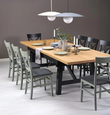 Design Plus Studio Kuchni & Salon Meblowy | FIESTA stół rozkładany 200-280x100x77 cm dąb naturalny/czarny (3p1szt) | 5905248137141