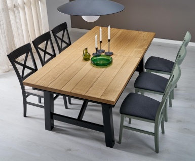 Design Plus Studio Kuchni & Salon Meblowy | FIESTA stół rozkładany 200-280x100x77 cm dąb naturalny/czarny (3p1szt) | 5905248137141