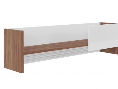Design Plus Studio Kuchni & Salon Meblowy | DALLAS 12-01 orzech naturalny/MDF biały połysk - półka | 