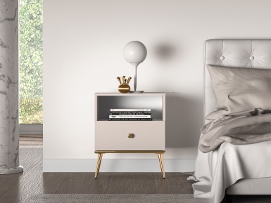 Design Plus Studio Kuchni & Salon Meblowy | Selgin 06 cashmere - szafka nocna 1S | 