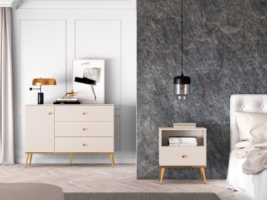 Design Plus Studio Kuchni & Salon Meblowy | Selgin 06 cashmere - szafka nocna 1S | 