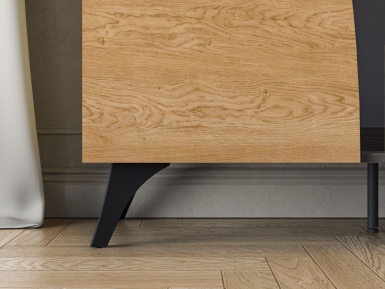 Design Plus Studio Kuchni & Salon Meblowy | Toscania 06 Dąb Baltic Dune/Jesion Prestige Czarny - RTV 2D1S | 