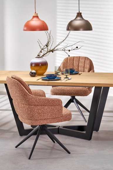 Design Plus Studio Kuchni & Salon Meblowy | MASSIVE 2 stół rozkładany 160-250x90x77 cm dąb naturalny/czarny (2p1szt) | 5905248137127
